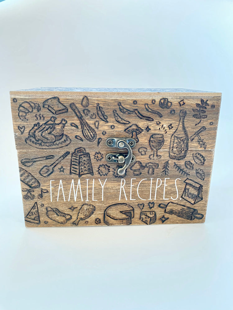 Rockin' Craft Handmade Wood-Burned Recipe Box – Perfect for Kitchen Organization