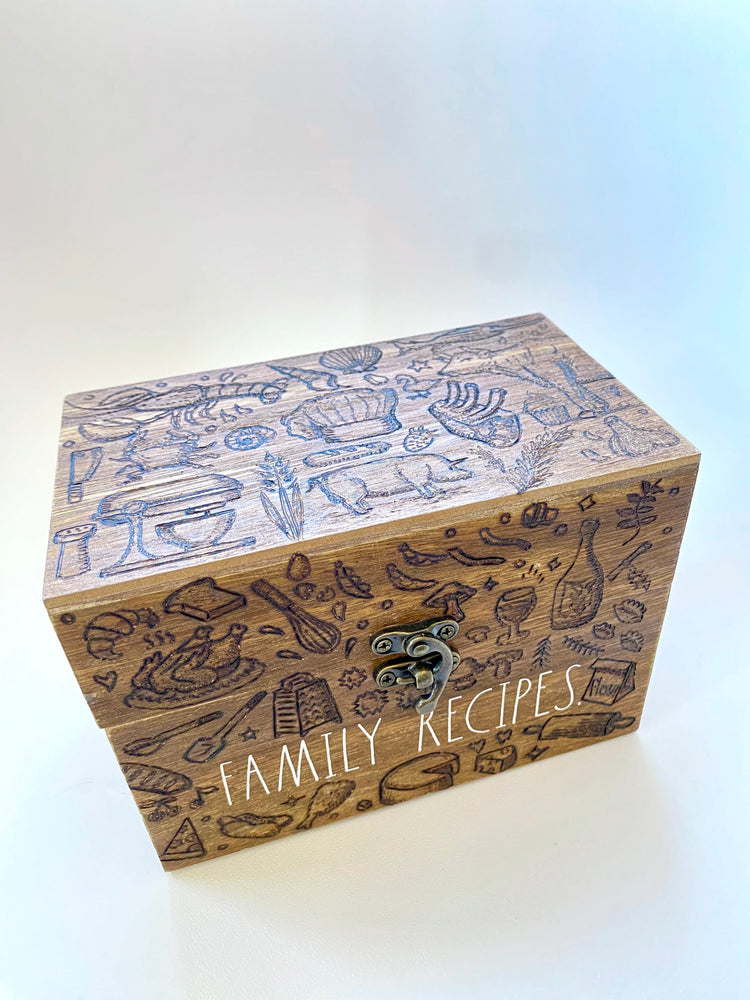 Rockin' Craft Handmade Wood-Burned Recipe Box – Perfect for Kitchen Organization