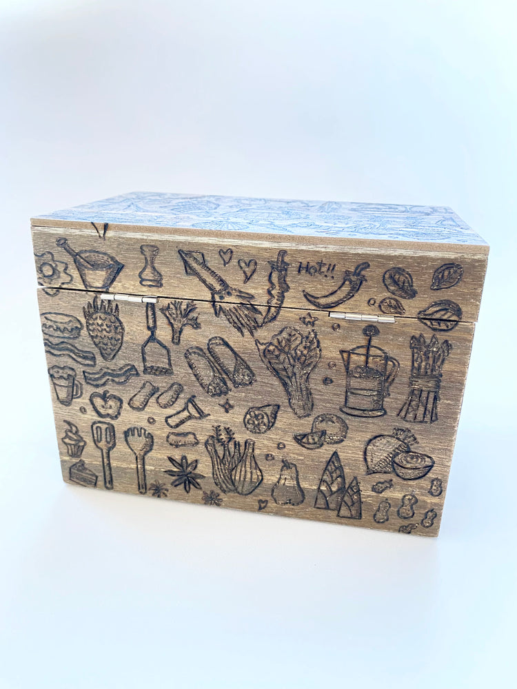 Rockin' Craft Handmade Wood-Burned Recipe Box – Perfect for Kitchen Organization