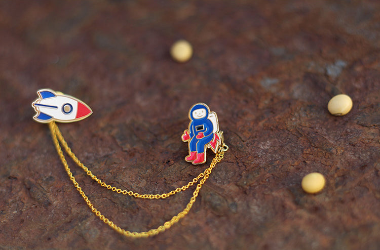 Rocket & Astronaut Enamel Pin