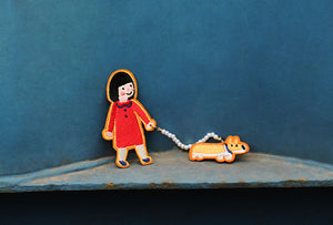 Girl & Dog Brooch