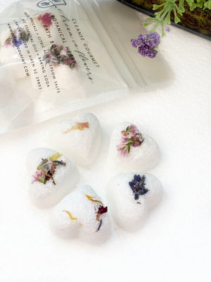 Botanical Heart Shaped bath bombs