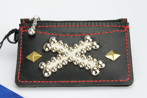 ROCKIN' CRAFT Hand-Tooled Biker Studded Leather Zipper Wallet/Chain Wallet