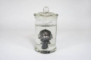 Skull in Jar Candle: Black / Scent: Mint + Fern