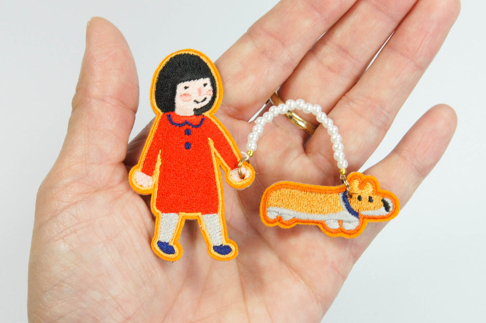 Girl & Dog Brooch