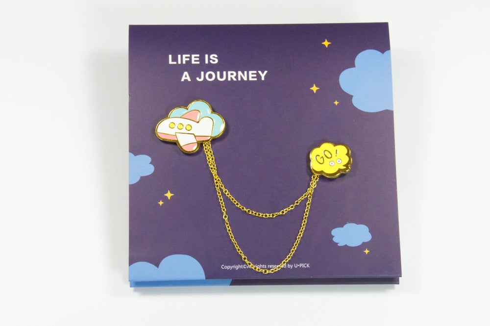 Let's Go Traveling Enamel Pin - Airplane & Cloud pin lover collection pin game