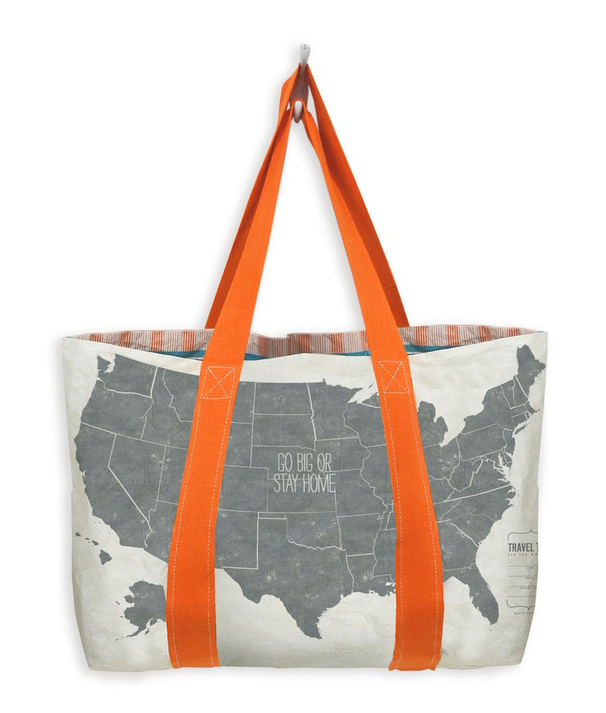 Write-On Travel Tote Bag US Map Great gift for globetrotters, memory-makers, study abroad students, family trips, destination events and road trippers