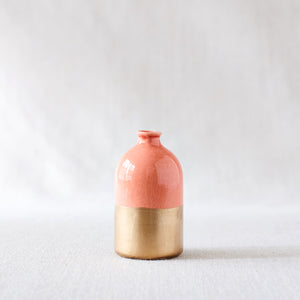 DECORATIVE VASES - Coral + Gold Minimalist Bud Vase
