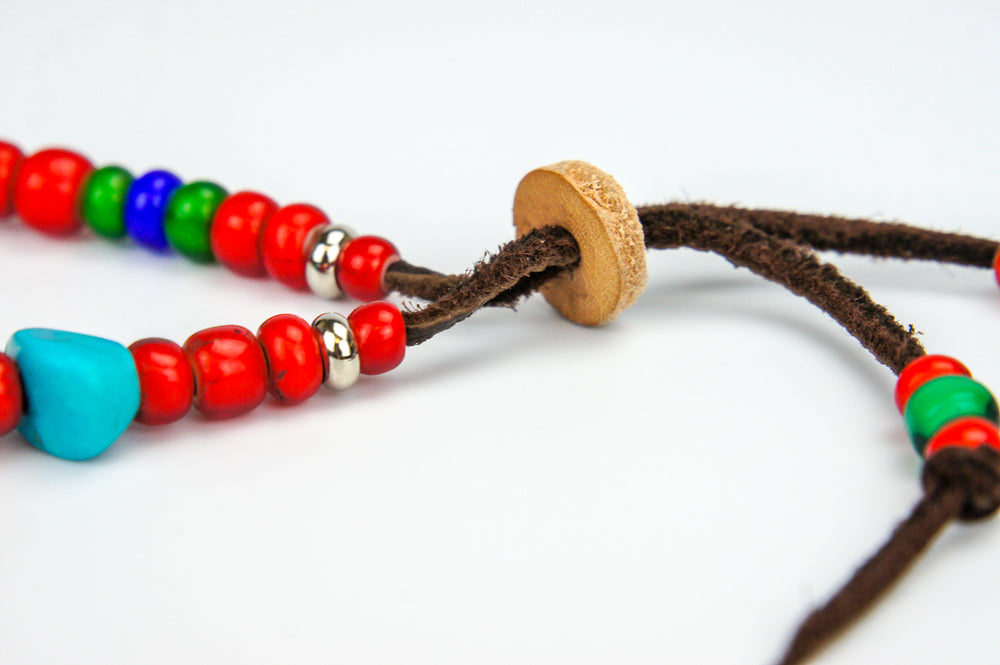 Rockin' Craft Handmade Vintage Leather Bracelet with CzechWhite Heart Beads | African Beads – Red Theme