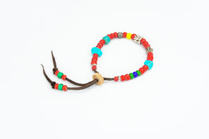 Rockin' Craft Handmade Vintage Leather Bracelet with CzechWhite Heart Beads | African Beads – Red Theme