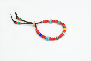 Rockin' Craft Handmade Vintage Leather Bracelet with CzechWhite Heart Beads | African Beads – Red Theme