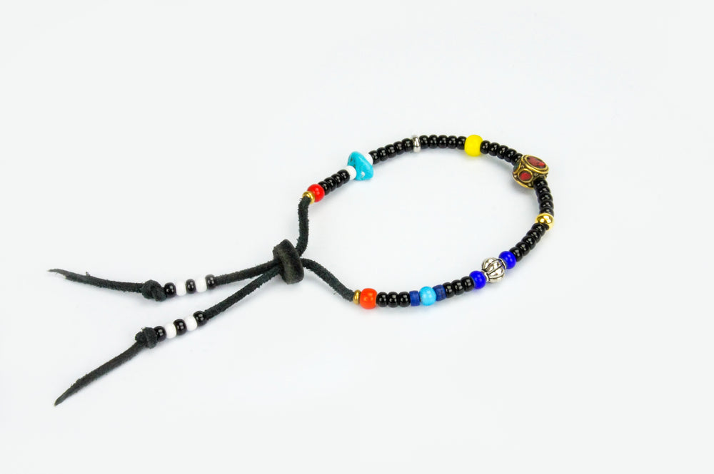 Rockin' Craft Handmade Vintage Leather Bracelet with White Heart Beads – Bracelet Black