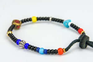 Rockin' Craft Handmade Vintage Leather Bracelet with White Heart Beads – Bracelet Black