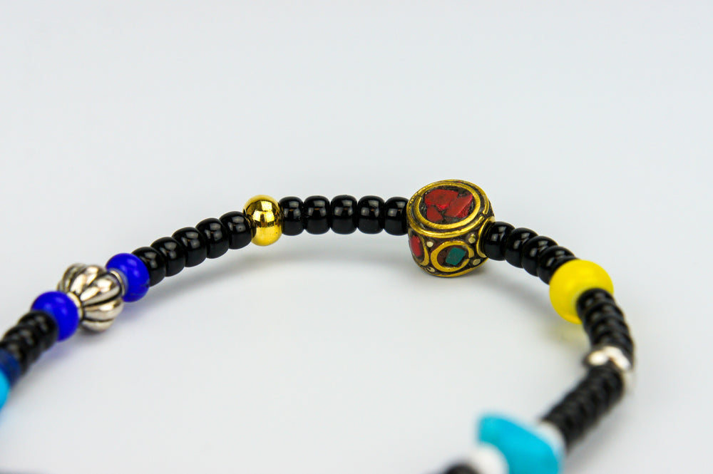 Rockin' Craft Handmade Vintage Leather Bracelet with White Heart Beads – Bracelet Black