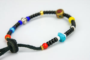 Rockin' Craft Handmade Vintage Leather Bracelet with White Heart Beads – Bracelet Black