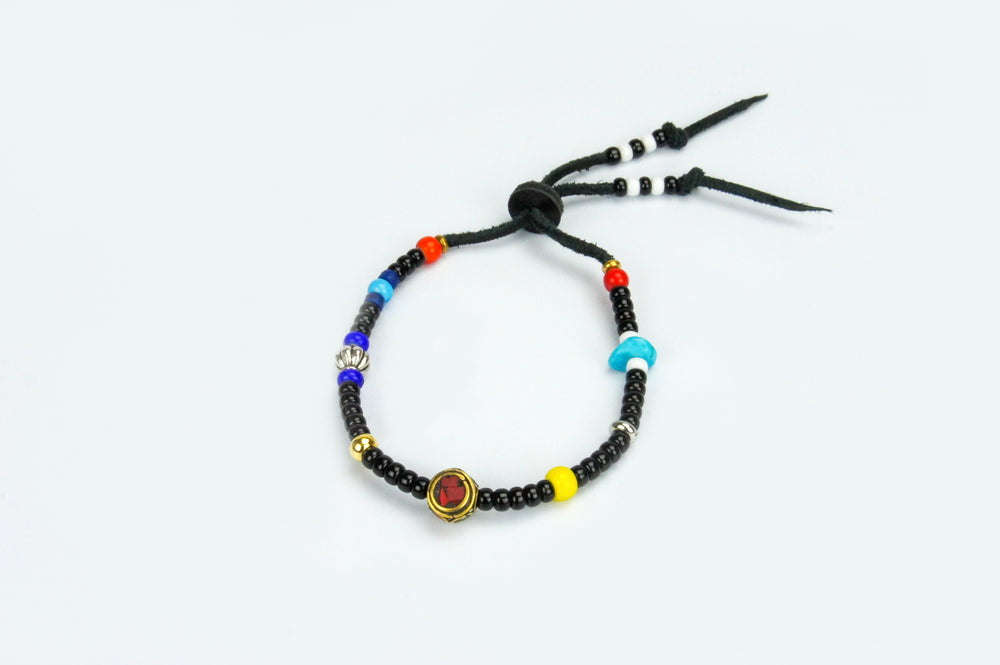 Rockin' Craft Handmade Vintage Leather Bracelet with White Heart Beads – Bracelet Black