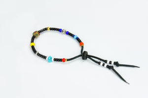 Rockin' Craft Handmade Vintage Leather Bracelet with White Heart Beads – Bracelet Black