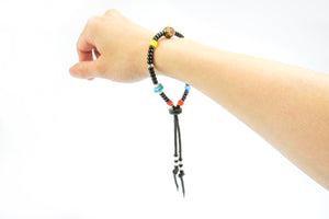 Rockin' Craft Handmade Vintage Leather Bracelet with White Heart Beads – Bracelet Black