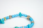 Rockin' Craft Handmade Vintage Leather Bracelet with White Heart Beads – Light Blue Theme