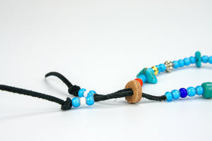 Rockin' Craft Handmade Vintage Leather Bracelet with White Heart Beads – Light Blue Theme