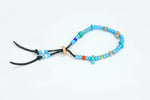 Rockin' Craft Handmade Vintage Leather Bracelet with White Heart Beads – Light Blue Theme
